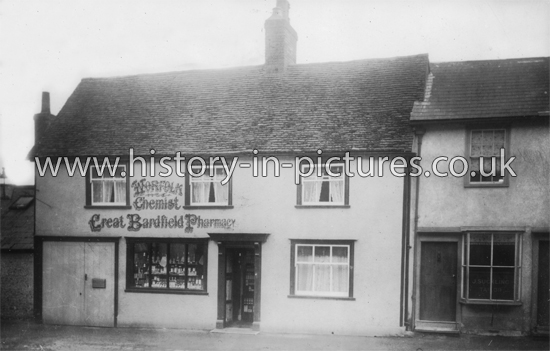 Worfolk Chemist Shop, Gt Bardfiled, Essex. c.1910